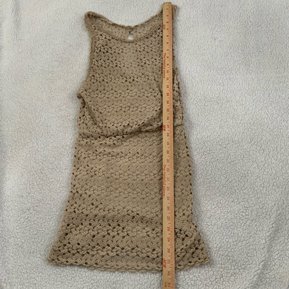 Free People Womens XS Dress Crochet Dress Lace Boho Blouson Beige Lined Cami - Picture 14 of 14